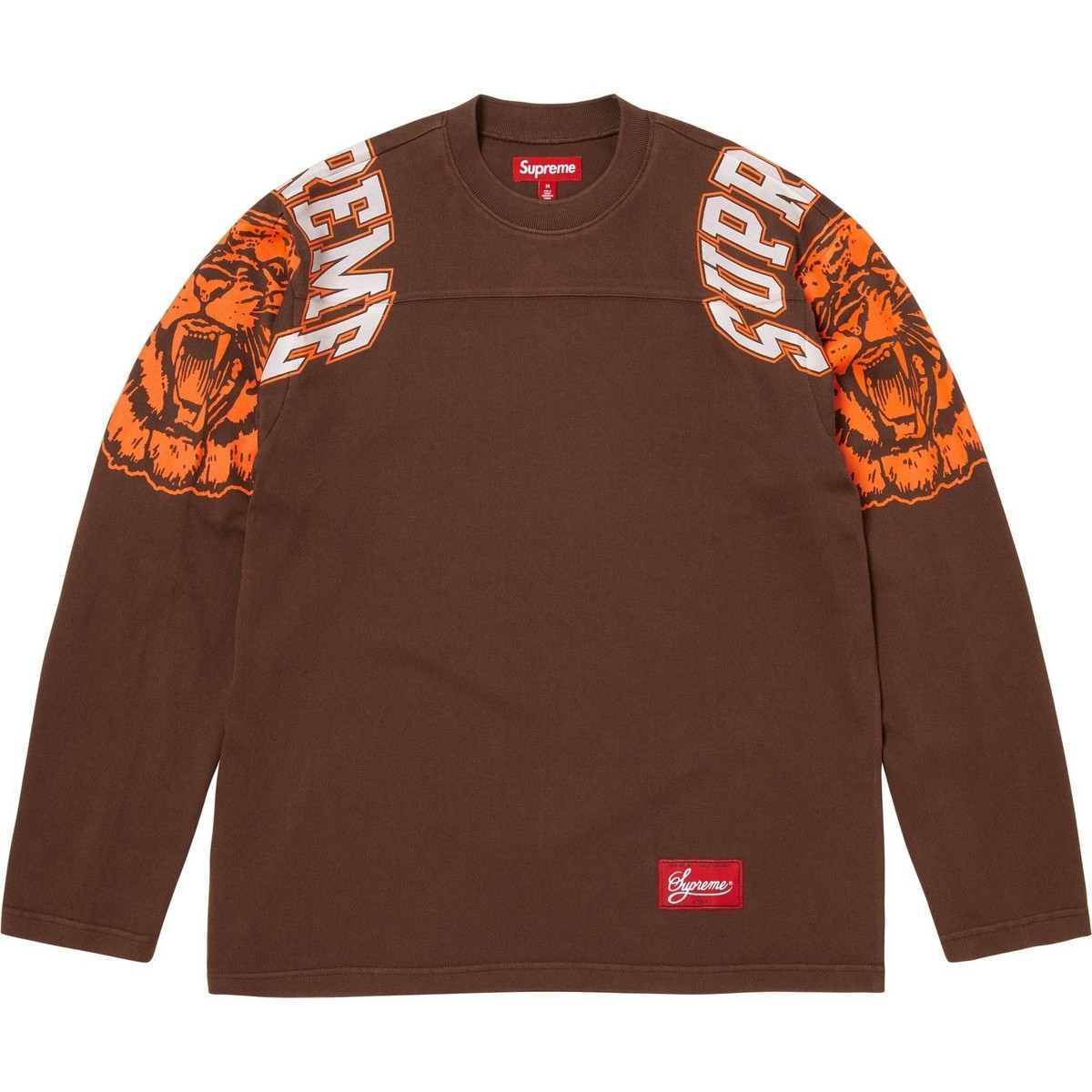Supreme MASCOT L/S FOOTBALL TOP Brown FW25 Size XXL Cotton Jersey