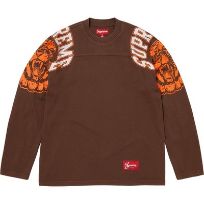 Supreme MASCOT L/S FOOTBALL TOP Brown FW25 Size XXL Cotton Jersey