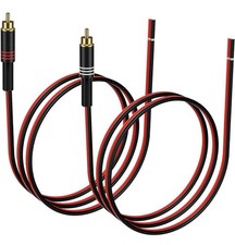 J D RCA to Speaker Wire Adapter, 2 Pack 20AWG 6.6 ft, RCA Male Plug to Bare Wire