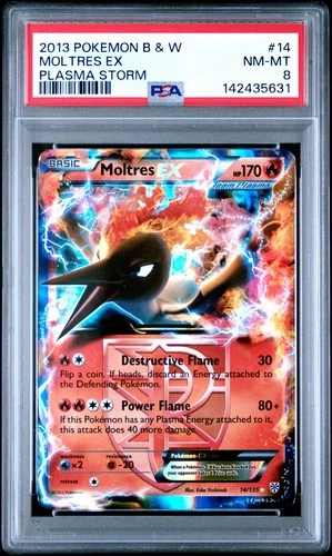 2013 Pokemon Black & White Plasma Storm Moltres EX #14 PSA 8 ES6