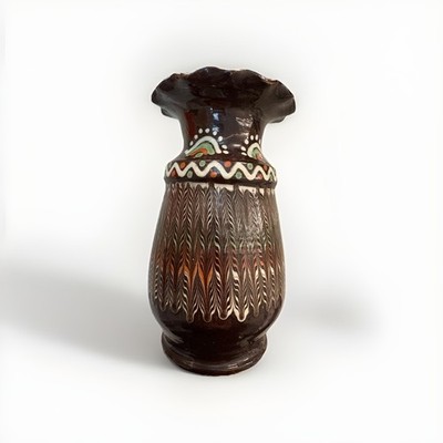 Vase 1977 Viclor Vintage Horezu Pottery Decorative Vase Made In Romania Signed