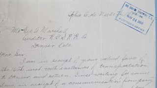 1900 Ophir Colorado Mining & RR Transportation Letter Rio Grande Southern RR