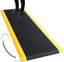 Heavy Duty ESD Anti-Fatigue Mat 3'X5' with Ground Wire - Ergonomic Black/Yellow