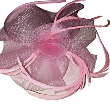 Pink Mesh Feather Fascinator Headband   Wedding, Tea Party, Derby Hat