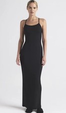 SKIMS Onyx Soft Lounge Long Slip Dress XL Ribbed Tank Maxi Kardashian