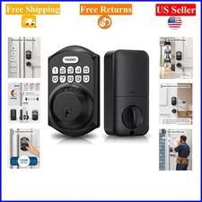 Matte Black Keyless Entry Door Lock with Keypad, Auto Lock, Waterproof, 20 Codes