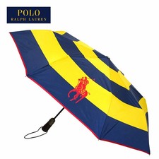 Ralph Lauren Umbrella Polo Big Pony Print Automatic Open/Close Folding /Navy/Yel