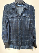 NWT Women’s Simply Vera Vera Wang Abstract Black & Blue Long Sleeve Top Size S
