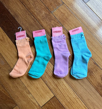 Gymboree 4-pair socks: pink, teal, peach, blue. Size 11-13 shoes, New With Tags.