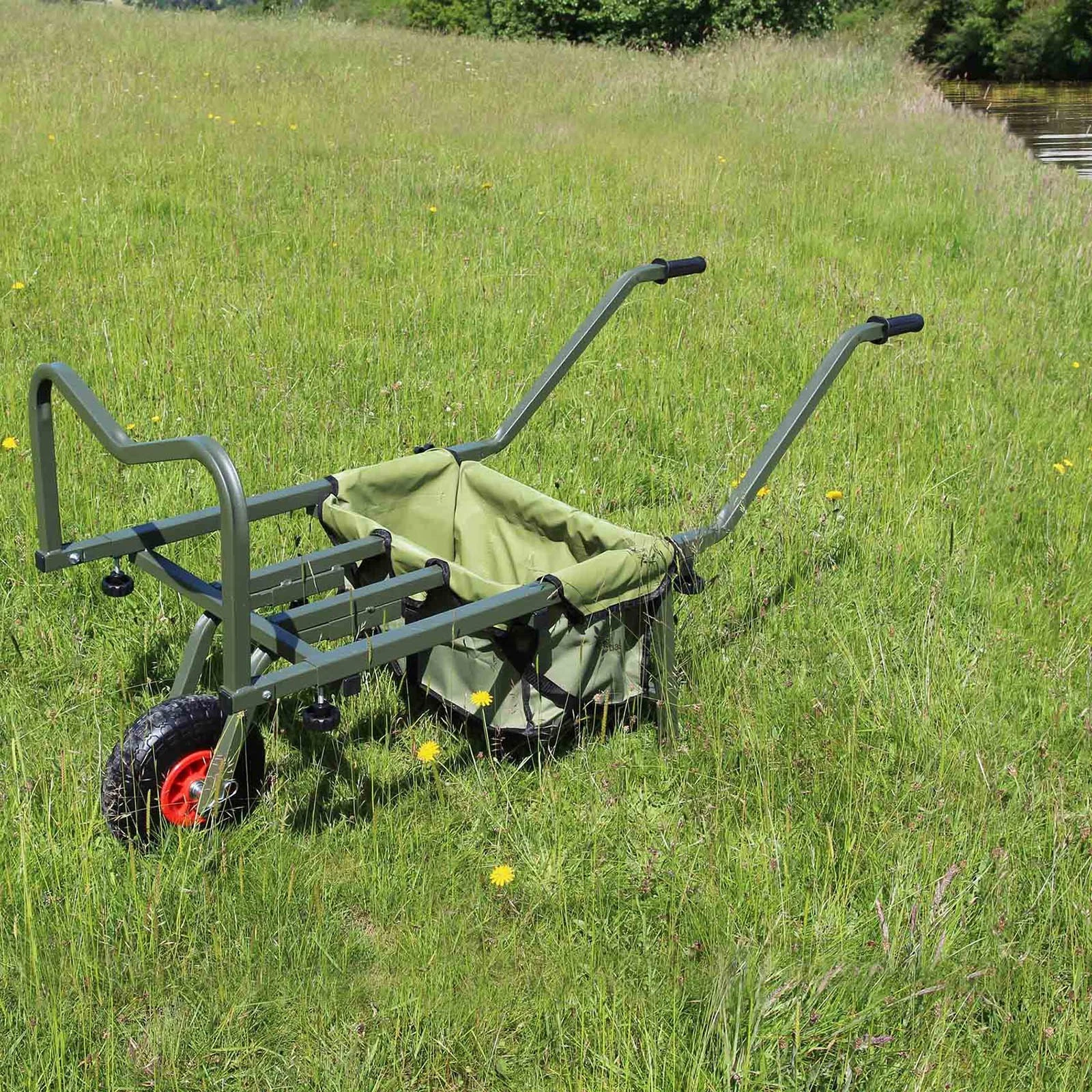 Fishing Trolley Folding Barrow Cart with PU Wheel and Detachable Bag