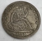 1844-O Seated Liberty Half Dollar 50c Silver Coin 1/2 Dollar VG with Drill Mark