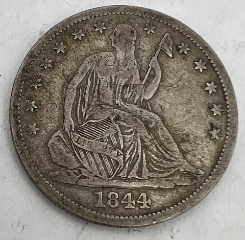 1844-O Seated Liberty Half Dollar 50c Silver Coin 1/2 Dollar VG with Drill Mark