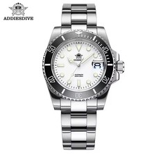 41MM Addiesdive Quartz Diver Waterproof Luminous Stainless Steel Men's Watch NEW