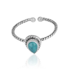 Arizona Turquoise Gemstone 925 Silver Oxidized Twisted Design Rings Jewelry