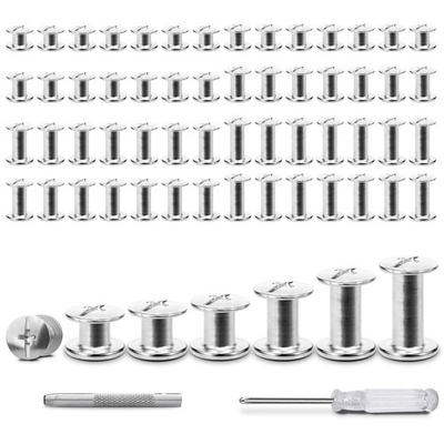 #ad 120 Sets Chicago Screws for Leather Metal Repair Rivets Kit Assorted Chicago ... $10.60