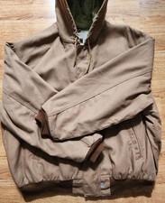 Carhartt FR Jacket Men's 3XL Brown Duck Canvas Lined Work Coat Hooded