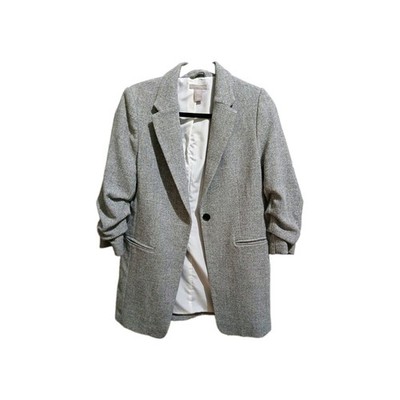 H&M Women s Gray XS Single-Breasted One-Button Lined Notch Blazer