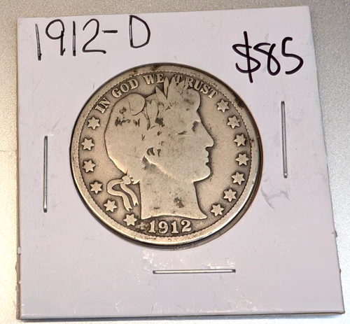 1912-D Barber Half Dollar 50c - Denver Mint - Original Toning, Solid VG coin
