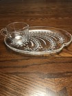 Snack Luncheon Plate and Cup Federal Glass Homestead Wheat Clear Vintage