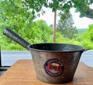 ANTIQUE DOVER STAMPING & MFG CO HANDLE TIN DIPPER LADLE WITH ORIGINAL LABEL