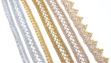 2 Yard Metallic colors Rhinestone Zari Lace Trim Edging border SewOn Embellish
