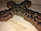 SMALL FEMININE FLEUR DE LIS CROSS, Rustic Brown Finish Cast Iron — photo 2