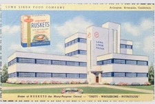 Riverside California Postcard Loma Linda Food Co. Ruskets Advertising Scarce