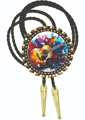 A Guitar Watercolor Art  Bolo Tie Men's Accessory Neckties Photo Art