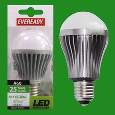 8W  40W LED GLS A60 Warm White 3000K Light Bulbs, Edison Screw ES E27 Lamps