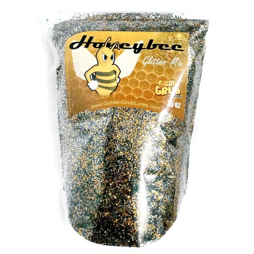NEW Bulk HONEYBEE Near Pound (15 oz) Large .030 Glitter Mix Resealable Bag glitter flake by Golden Grub for soft bait making