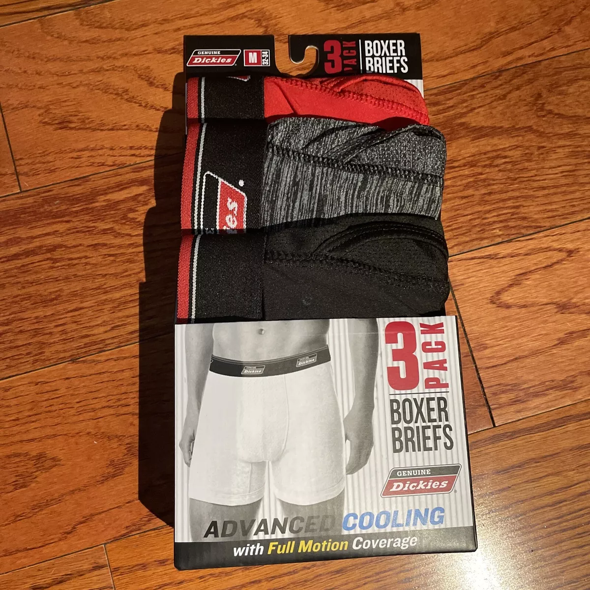 NIB Mens Genuine Dickies 3 Pack Advance Cooling Boxer Briefs Underwear Size  Med