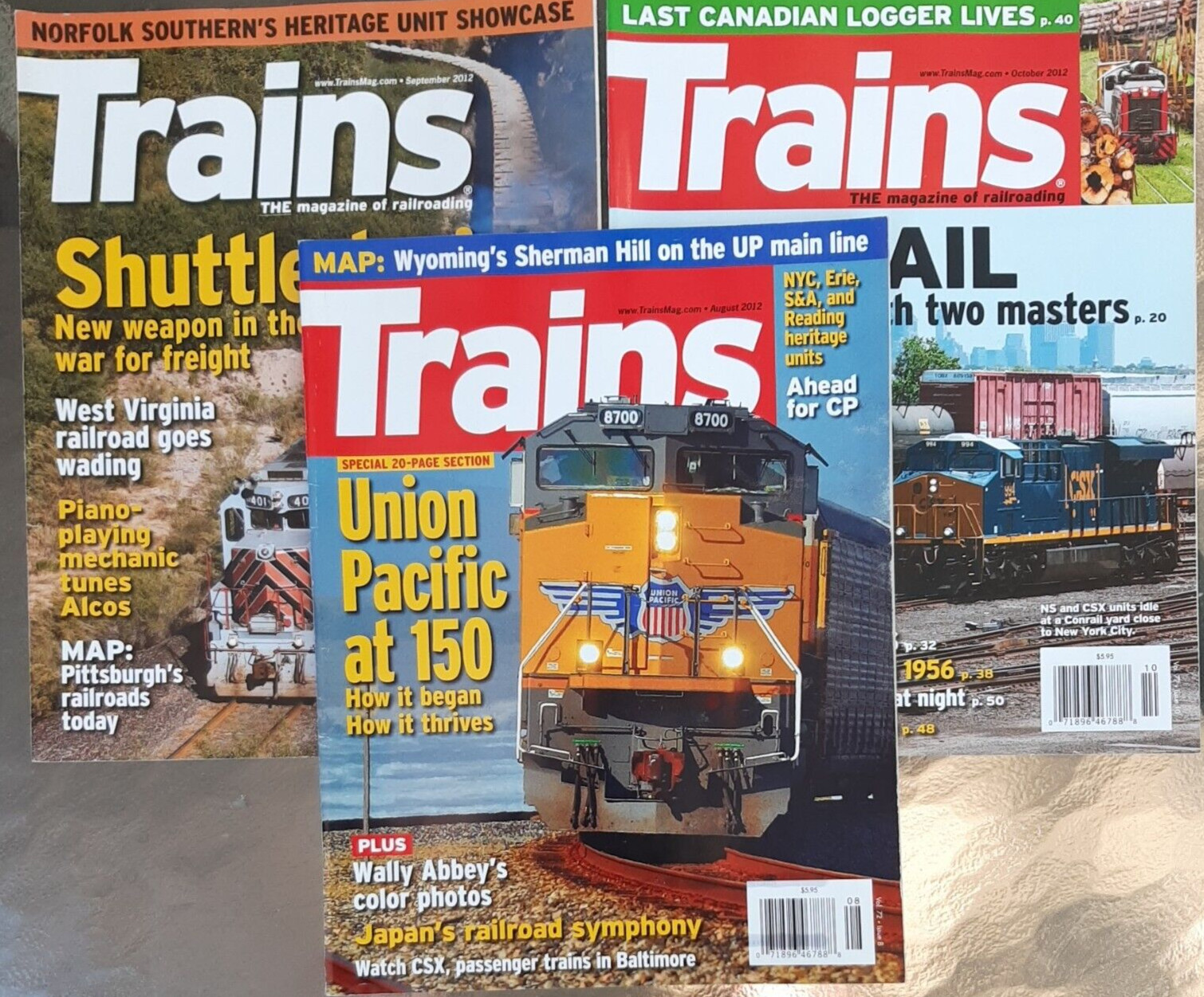 Trains Magazine 3 Issues 2012 Railroad Locomotive Rail Train History Aug - Oct