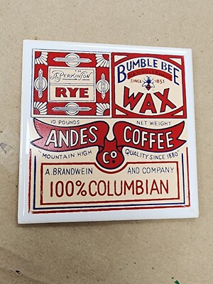 Seven Star Advertising Tile Vintage Andes Coffee Bumble Bee Wax Perkinson Rye