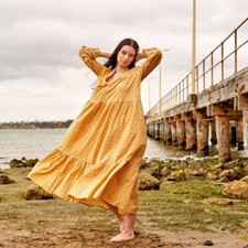 Golden Summer Cotton Maxi Dress | Warm Tones