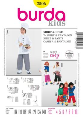 burda style Nr 2506 Pirat, Max und Moritz, Koch, Struwelpeter  Gr. 104 - 140