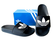 adidas Originals Adilette Lite Black White Big Trefoil Logo Slides Mens size 8