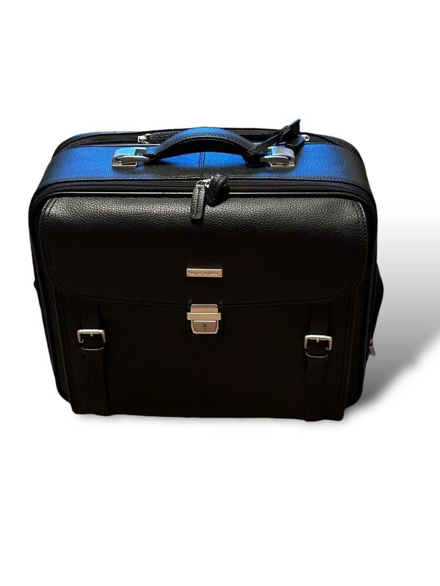 ブルックスブラザーズ スーツケース 黒 レザー Brooks Brothers Pebbled Leather Black Trolley Travel Bag