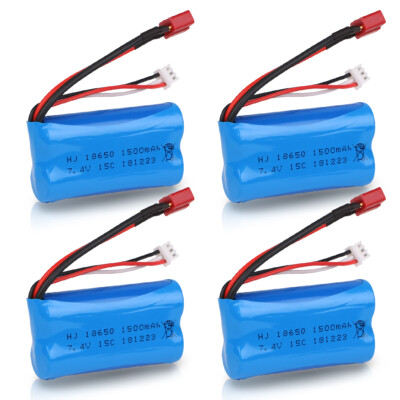 4 x 1500mAh 7,4V T-Stecker Li-Ion Akkus für WLtoys 4WD RC Auto Boot Car Truck