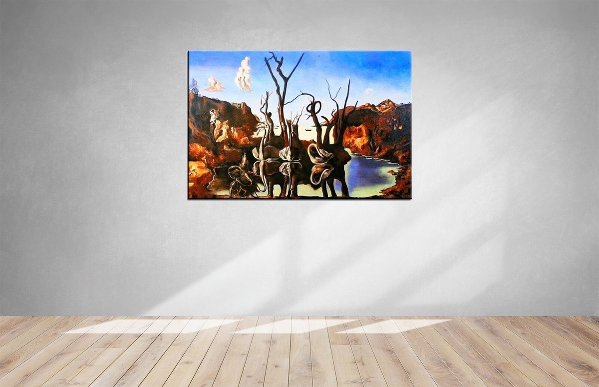 Kunstdruck Von Salvador Dalí: 'Schwäne Spiegeln Elefanten' (1937) – Hochwertiger Poster-Druck, 80x60 Cm, Ungerahmt