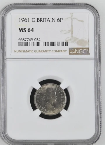 Great Britain 6 Pence 1961 NGC MS 64