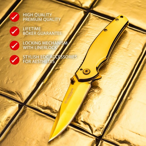 Boker Magnum Gold Finger Pocket Knife 3.15" Blade 440A Steel Handle - 01LG277 - Picture 2 of 8