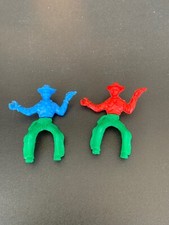 Lot Of 2 Lido Mounted Cowboy. Swivel Hip 1960s. Green Blue Red Plastic