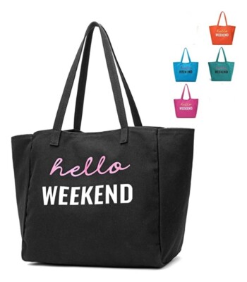 Faltbar Canvas Shopper Tote Bag Stofftasche Bag Strandtasche Hello