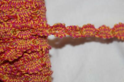 10 yards Hot Pink Lime Yellow cotton crochet stretch lace sewing trim 5/8'' wide