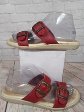 Sebago Women's Red Leather Strappy Slip-On Slides Sandals Sz 7.5 M Made In USA