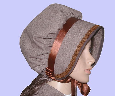 Ladies Victorian American Civil War Donegal Tweed BONNET costume fancy dress