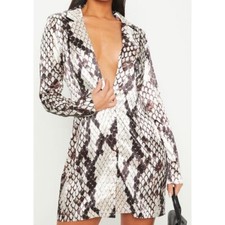 Pretty Little Thing Snake Print Blazer Silk Dress in size 6 unworn with tags