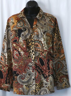 CHICO'S No Iron VNck Blse Mixed Print 47 In Chst 27 In Lng Sz 3 (XL) EXC