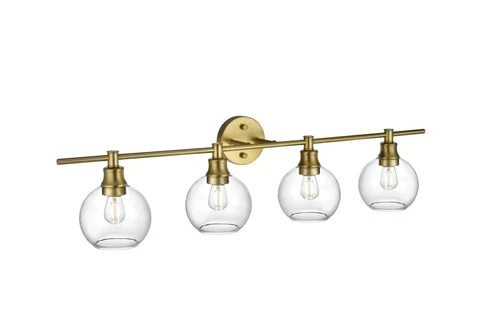 Living District Collier 4 Light Satin Gold And Clear Glass Wall Sconce - Picture 8 of 8