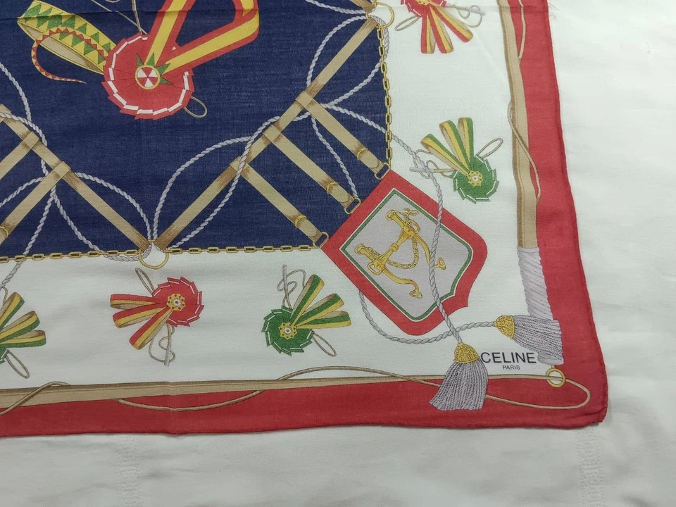 Celine Paris Algodón Bufanda Bufandas Diadema Patrón Vintage 17"×17" Foto 3 de 4